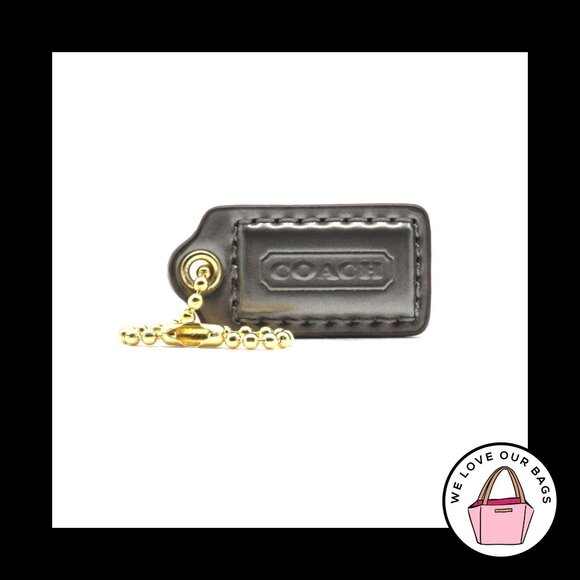 1.5" Small COACH Silver Patent Leather Brass Key Fob Bag Charm Keychain Hang Tag - Picture 1 of 1